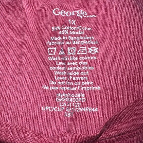 George Womens T Shirt Top But First Coffee Short Capped Sleeves Casual Pink 1X - Picture 5 of 5